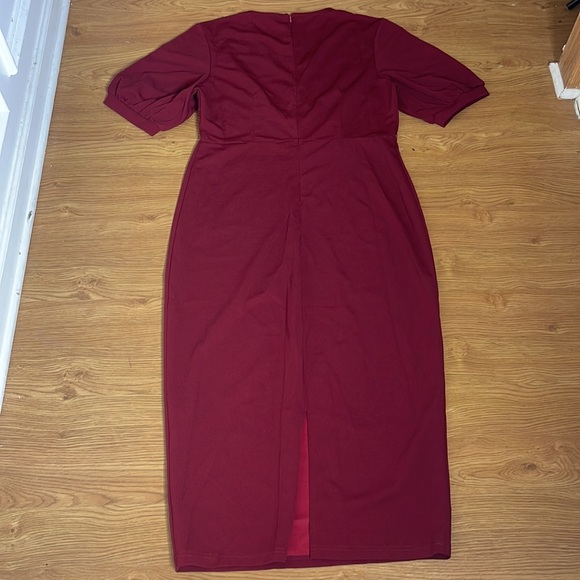 Shein Curve Size 0XL Burgundy Dress Stretchy Brand New Bodycon Fitted - Picture 6 of 6